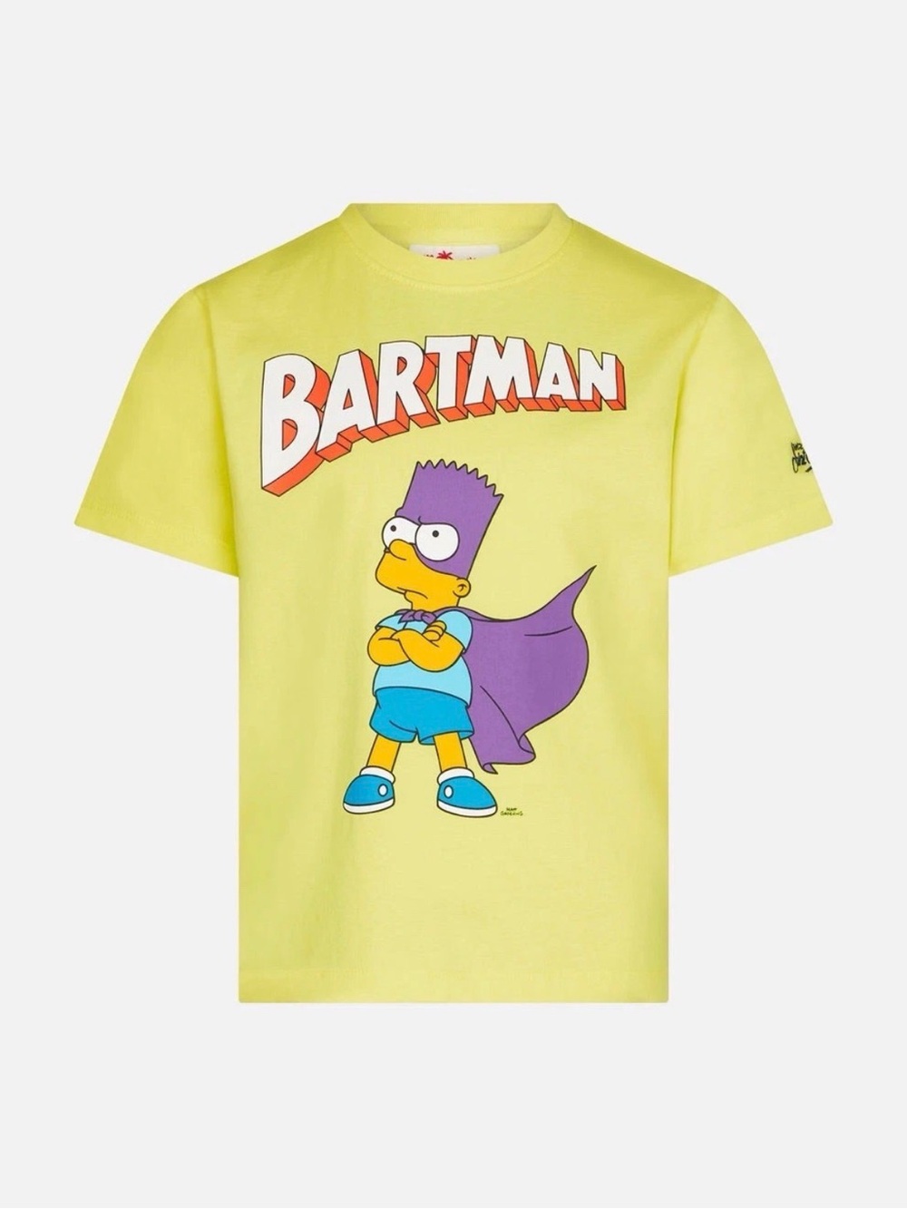 MC2 Saint Barth Yellow 'Bartman' Graphic Tee with Purple and Blue Accents